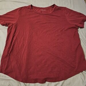 Universal Standard Crew Neck Short Sleeve T-Shirt RED Size L Modal Blend